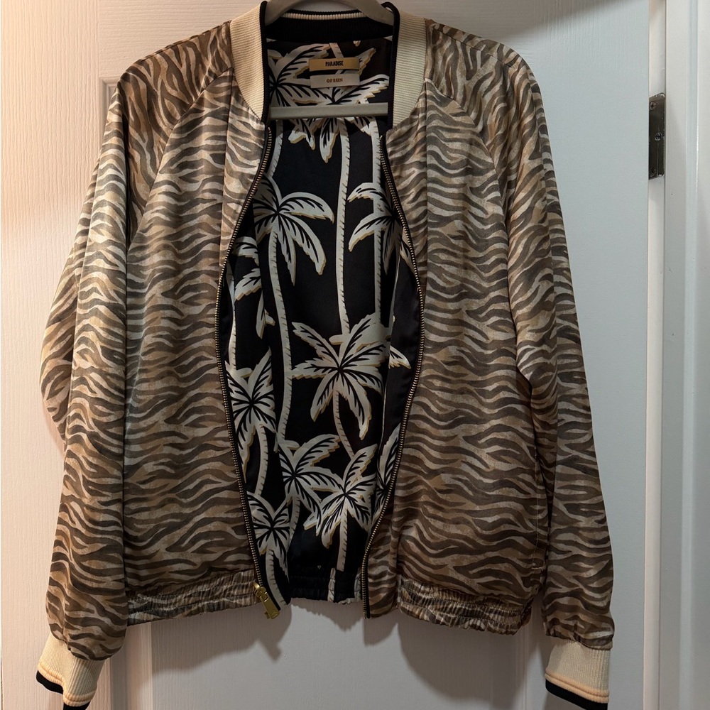 Scotch & Soda Women's Reversible Animal Print Bomber Jacket - Brown Black Palm